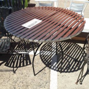 EX FURNITURE HIRE - METAL OUTDOOR TABLE SOLD AS IS