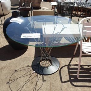EX FURNITURE HIRE - ROUND GLASS TABLE SOLD AS IS