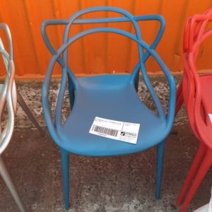 EX FURNITURE HIRE - BLUE ACRYLIC CHAIR SOLD AS IS