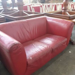 EX RESTAURANT FURNITURE - RED 2 SEATER COUCH SOLD AS IS SOLD AS IS