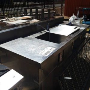 SECOND HAND COMMERCIAL CATERING S/STEEL BENCH AREA WITH SINK SOLD AS IS