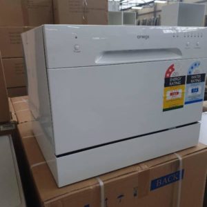 OMEGA REFURBISHED ODW101W WHITE BENCHTOP DISHWASHER RRP$599 WITH 3 MONTH WARRANTY TESTED PRODUCT