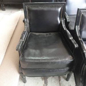 EX HIRE - BLACK ARM CHAIR WITH STUD DETAIL SOLD AS IS