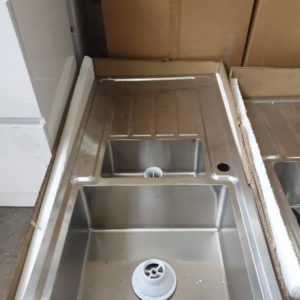 NEW COLBY 1 &1/4 BOWL SINK INSET OR UNDERMOUNT LEFT HAND BOWL WITH RIGHT HAND DRAINER 1000MM X 500MM