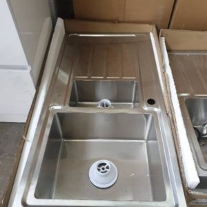 NEW COLBY 1 &1/4 BOWL SINK INSET OR UNDERMOUNT RIGHT HAND BOWL WITH LEFT HAND DRAINER 1000MM X 500MM