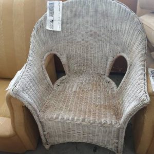 SECOND HAND FURNITURE - WICKER ARMCHAIR SOLD AS IS