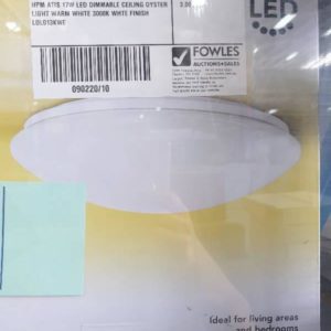 HPM ATIS 17W LED DIMMABLE CEILING OYSTER LIGHT WARM WHITE 3000K WHTE FINISH LOL013KWE