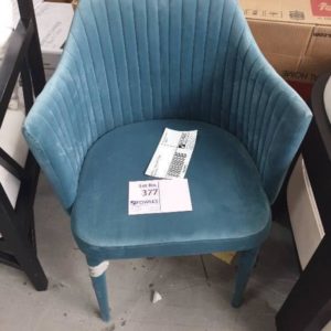EX HIRE - TEAL VELVET CHAIR SOLD AS IS