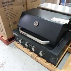 EX DISPLAY EAL900RBQBL BLACK 900MM BUILT IN BBQ 4 BURNERS BLUE LED KNOBS WITH 6 MONTH WARRANTY DEO7820