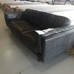 EX HIRE - BLACK LEATHER FREEDOM 3 SEATER COUCH SOLD AS IS