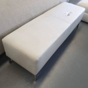 EX HIRE - WHITE OTTOMAN SOLD AS IS