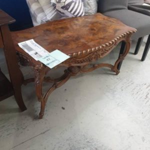 SECOND HAND - TIMBER ANTIQUE STYLE COFFEE TABLE SOLD AS IS