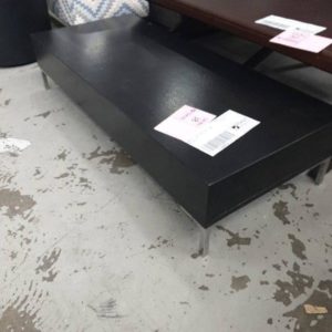 EX HIRE - LOW BLACK COFFEE TABLE SOLD AS IS