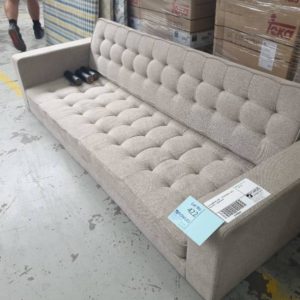 EX FURNITURE HIRE - RETRO BEIGE COUCH NO LEGS - SOLD AS IS