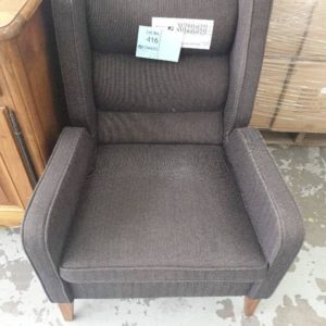 EX HIRE - BROWN WING BACK CHAIR SOLD AS IS