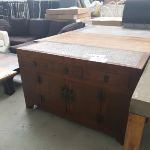 EX HIRE - TIMBER ASIAN STYLE CONSOLE TABLE SOLD AS IS