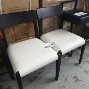 EX HIRE - 2 X CREAM CHAIR WITH TIMBER FRAME SOLD AS IS