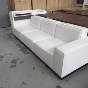 EX HIRE - 3 SEATER WHITE COUCH SOLD AS IS