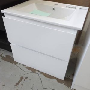 600MM WALL HUNG VANITY WITH 2 DRAWERS WITH WHITE CERAMIC TOP
