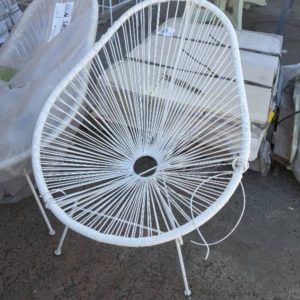 EX HIRE - WHITE OUTDOOR CHAIR SOLD AS IS
