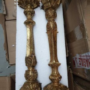 EX HIRE - SET OF 2 SMALL ROYAL GOLD CANDLEHOLDERS (SOLD AS IS)