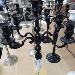 EX HIRE - BLACK FINISH 5 ARM CANDELABRA 80CM (SOLD AS IS)