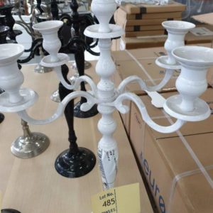 EX HIRE - WHITE FINISH 5 ARM CANDELABRA 80CM (SOLD AS IS)