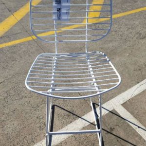 EX HIRE - WHITE WIRE BAR STOOL SOLD AS IS