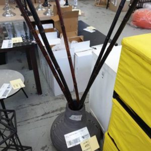 EX HIRE - FLOOR VASE WITH BAMBOO STICKS SOLD AS IS