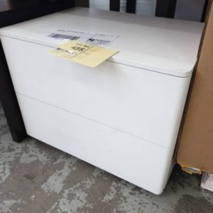 EX HIRE - WHITE BEDSIDE TABLE SOLD AS IS