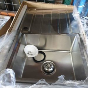 NEW COLBY SINGLE BOWL SINK INSET OR UNDERMOUNT LEFT HAND BOWL WITH RIGHT HAND DRAINER 800MM X 500MM