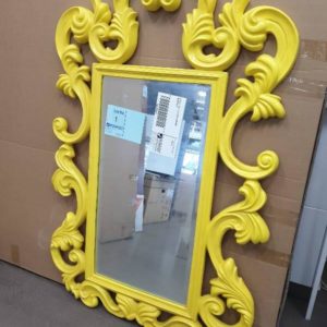 EX HIRE YELLOW ORNATE MIRROR SOLD AS IS