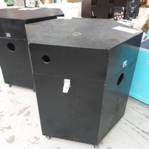 EX HIRE - LARGE BLACK LOCKABLE STORAGE BOX ON WHEELS SOLD AS IS