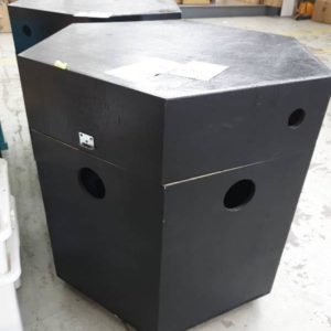 EX HIRE - LARGE BLACK LOCKABLE STORAGE BOX ON WHEELS SOLD AS IS