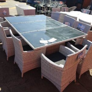 EX DISPLAY RATTAN 11 PIECE OUTDOOR DINING SETTING RRP$2475