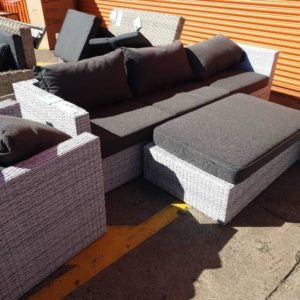 EX DISPLAY RATTAN ARGOS 3 SEATER LOUNGE WITH OTTOMAN WITH SINGLE ARMCHAIR