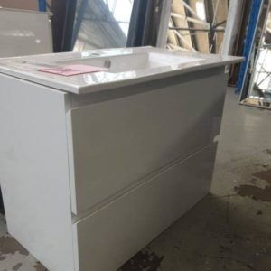 750MM WALL HUNG VANITY WITH CERAMIC TOP SOLD AS IS