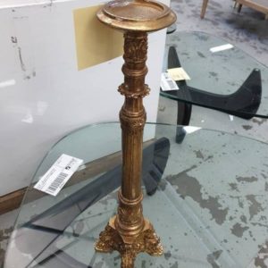 EX HIRE - SET OF 2 LARGE ROYAL GOLD CANDLEHOLDERS (SOLD AS IS)