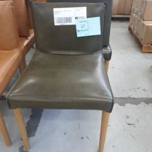 EX HOME DISPLAY - GREEN LEATHER DINING CHAIR SOLD AS IS