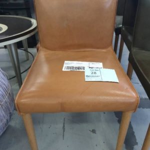 EX HOME DISPLAY - TAN LEATHER DINING CHAIR SOLD AS IS
