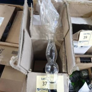 EX HIRE - BOX OF 2 LARGE GLASS VASES SOLD AS IS
