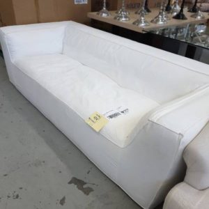 EX HIRE - WHITE 3 SEATER SOFA SOLD AS IS