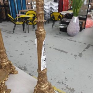 EX HIRE - EXTRA TALL GOLD CANDELABRA SOLD AS IS