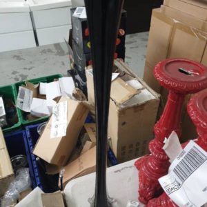 EX HIRE - BLACK GLASS TALL DECORATIVE VASE SOLD AS IS