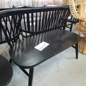 EX HIRE - BLACK TIMBER 2 SEATER CHAIR SOLD AS IS