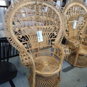 EX HIRE - PEAKCOCK RATTAN CHAIR SOLD AS IS