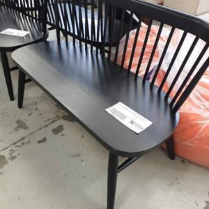 EX HIRE - BLACK TIMBER 2 SEATER CHAIR SOLD AS IS