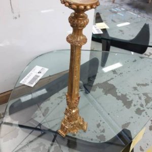 EX HIRE - SET OF 2 MEDIUM ROYAL GOLD CANDLEHOLDERS (SOLD AS IS)