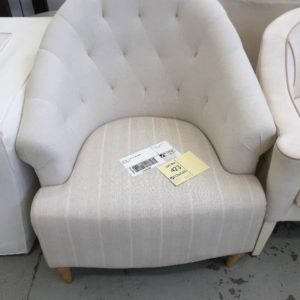 EX HIRE - WHITE ARM CHAIR SOLD AS IS