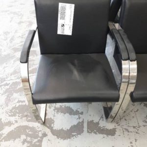 EX HIRE - BLACK & CHROME DINING CHAIR SOLD AS IS